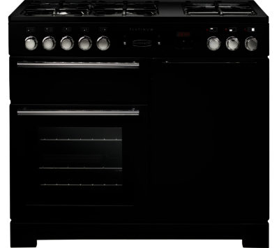 Rangemaster Platinum 100 Dual Fuel Range Cooker - Black & Chrome